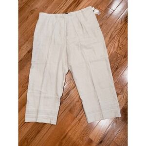 Mercer & Madison Woman 100% Linen Cropped Pants 24W Beige Plus Size NWT